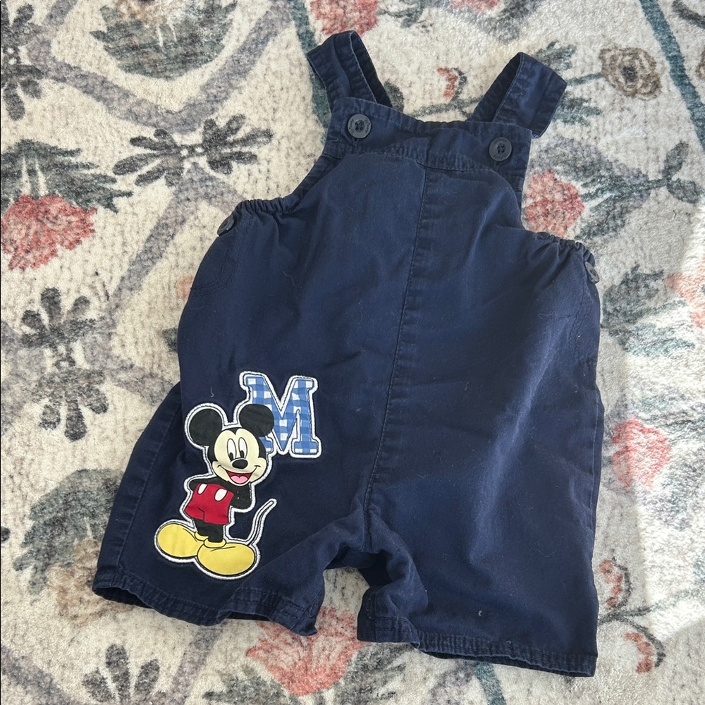 Disney Navy Blue Kids Overalls with Mickey Mouse Patch